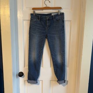 Treasure & Bond Blue Boyfriend Jeans with Medium Wash and Cuffed Hem